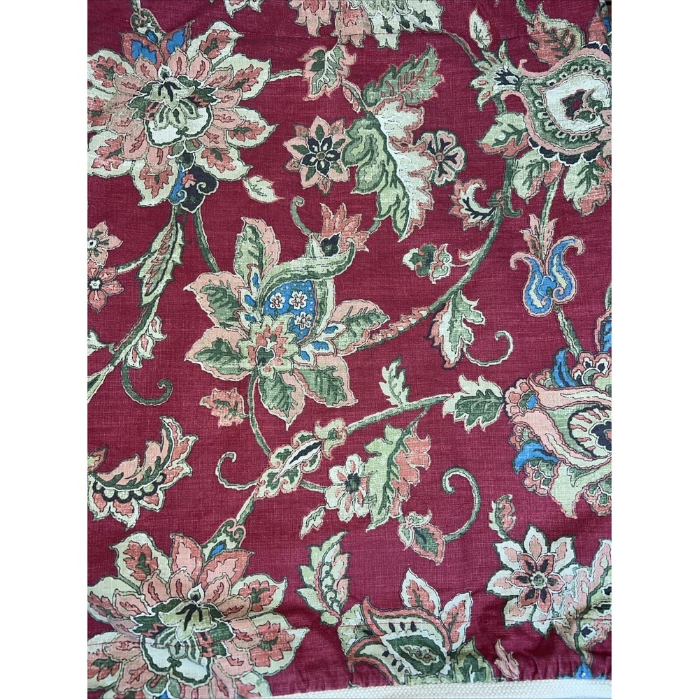 Chaps Home Floral King Pillow Shams 36 x 21" Cotton Red w/ Tan Edging  Set of 2